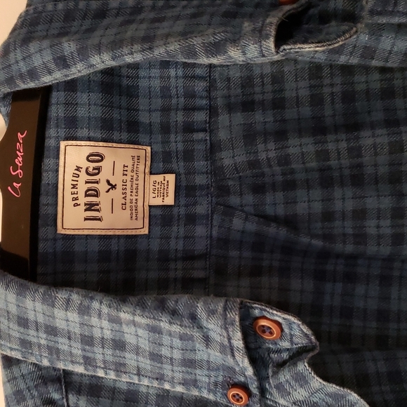 Blue checkered button up - Picture 2 of 4